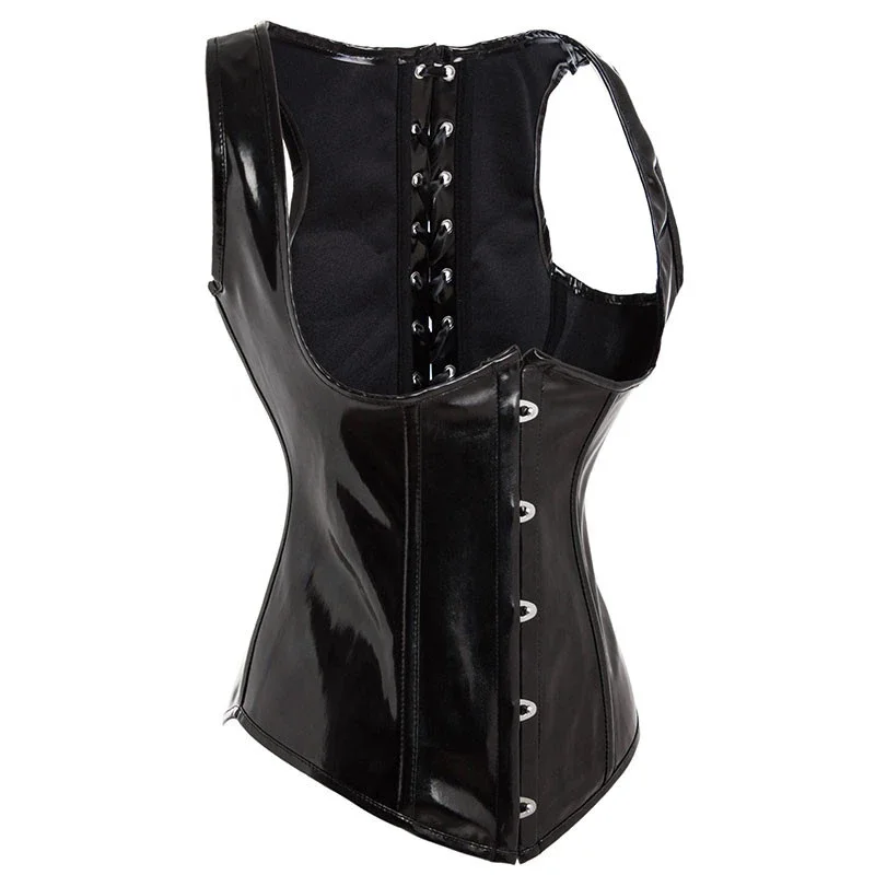 Black PU Leather Corset Gothic - Corset Waist Cinch review and price