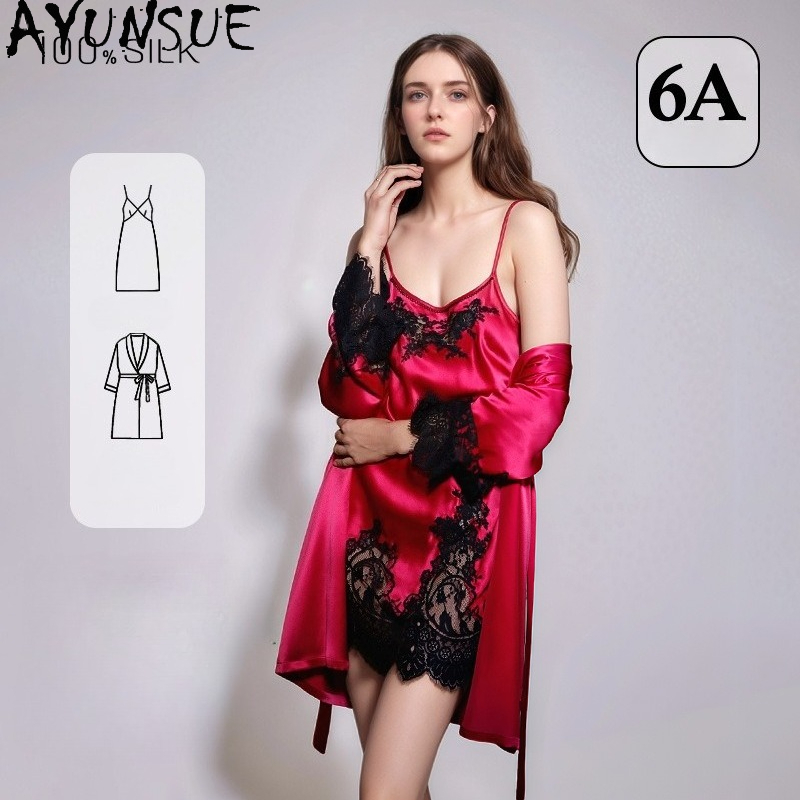 AYUNSUE 100% Genuine Silk Nigh - Robe Silk Women review and price