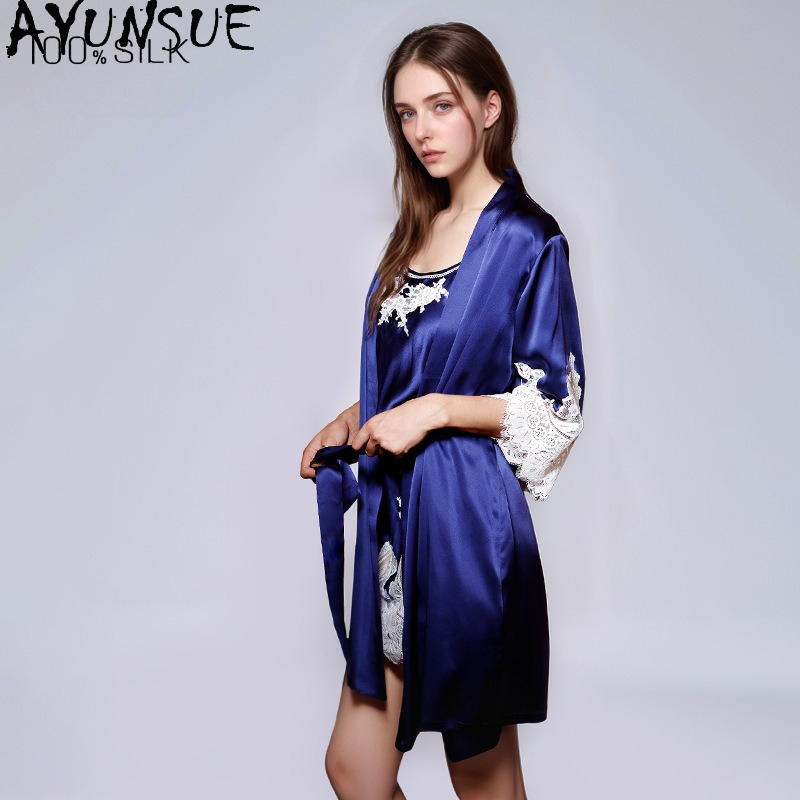 AYUNSUE 100% Genuine Silk Nigh - Robe Silk Women review and price