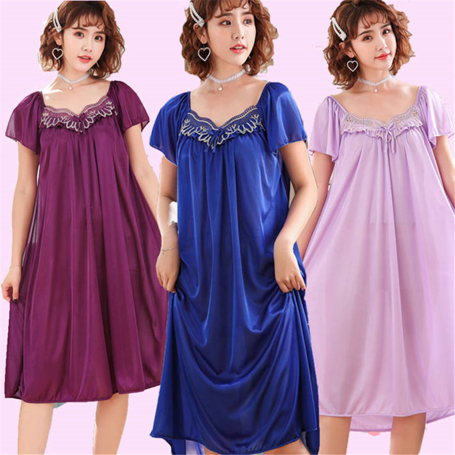NEW Summer Ice Silk Nightgown  - Robe Silk Women review and price